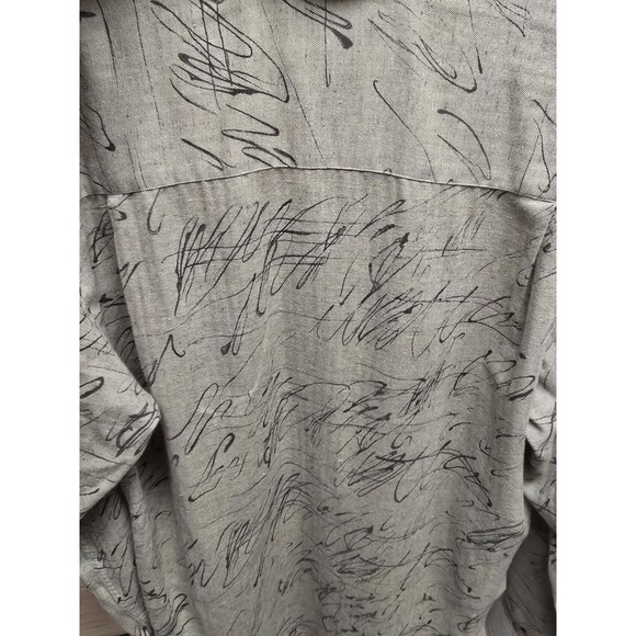 Vintage Merseta Italy Shirt Mens M Beige Herringbone Abstract Print Button Up - Picture 7 of 16